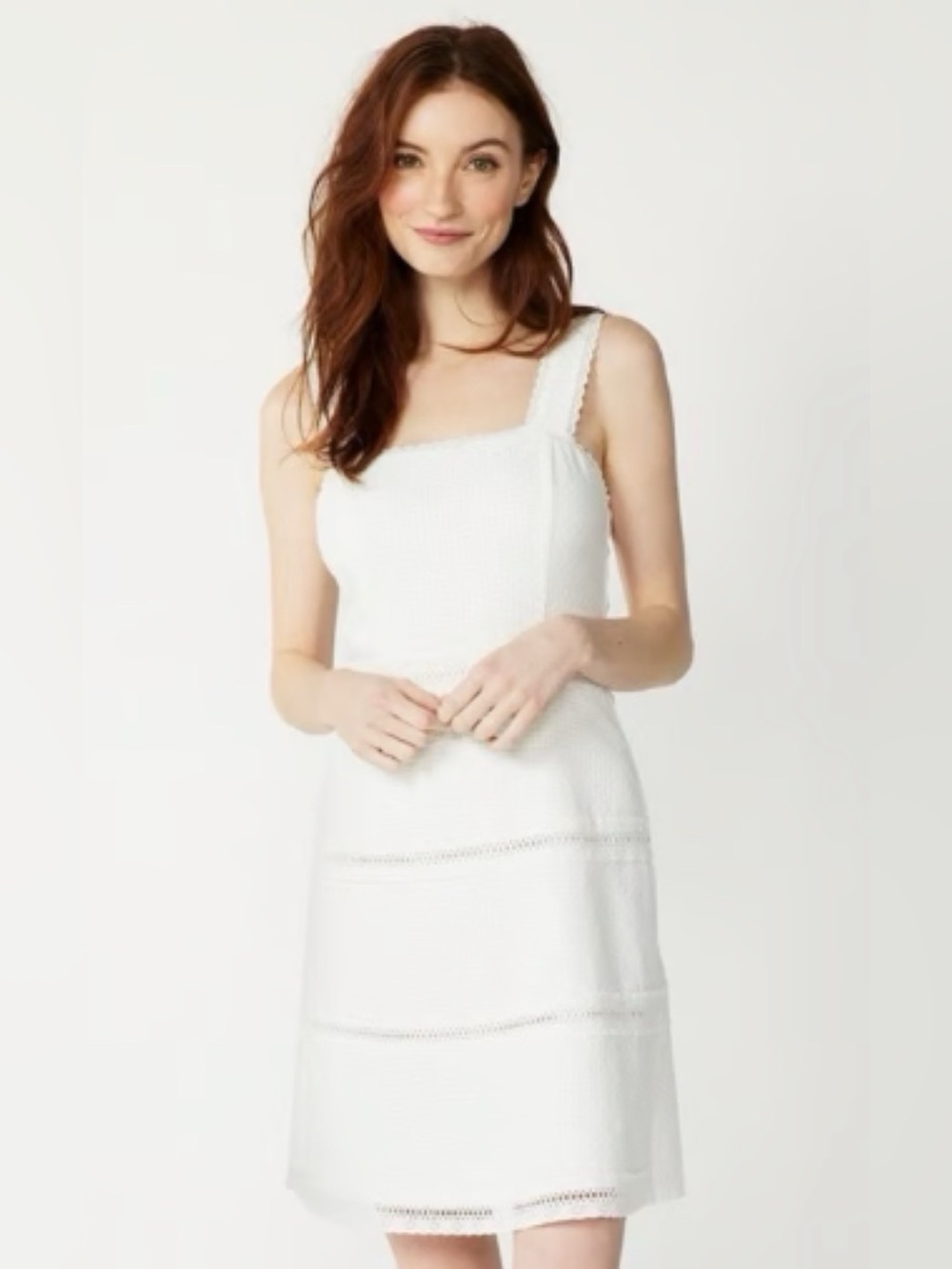 Draper James RSVP White Textured Square-Neck Sundress